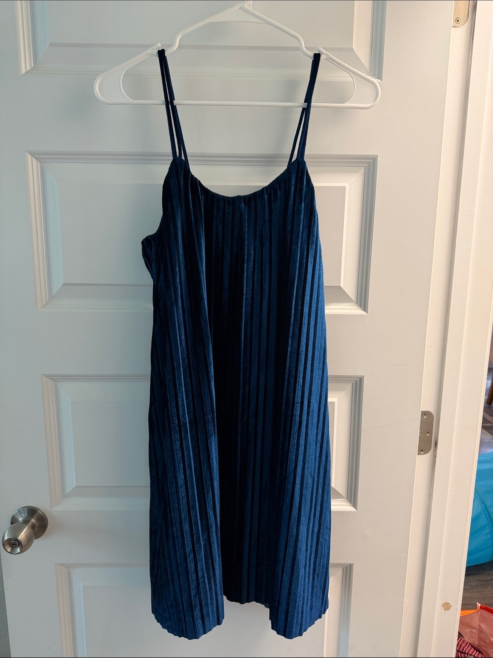 Love Riche Navy Blue Pleated Slip Dress